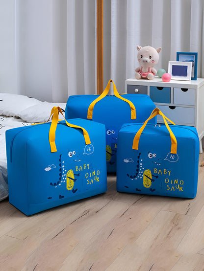 Cartoon Pattern Storage Bags – Double Zipper, Durable & Spacious (Random Color)