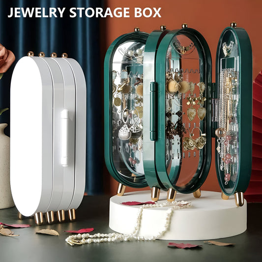 Screen Folding Jewelry Box Jewellery Box Organiser With Mirror (random Color)