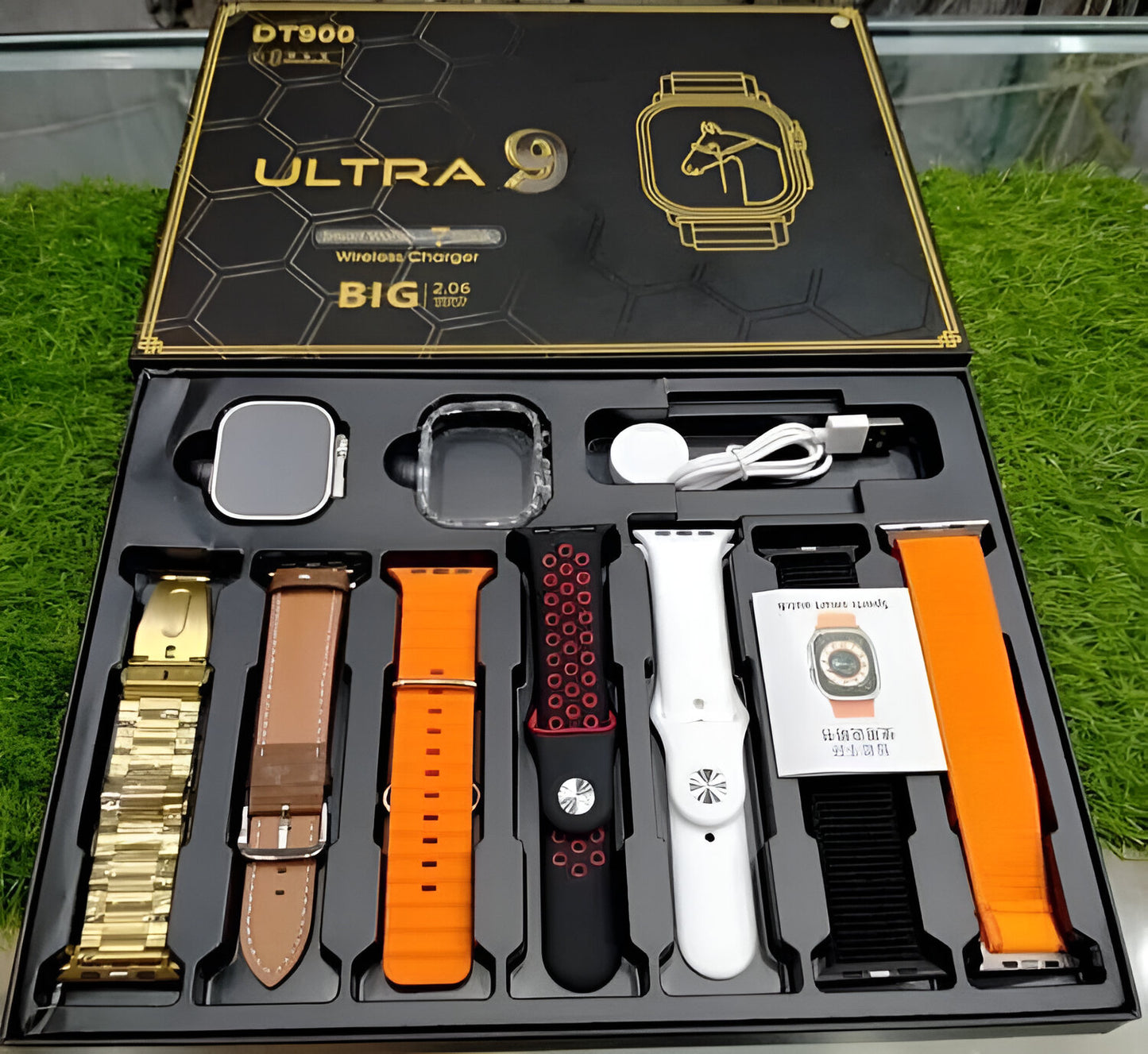 DT 900 7 in 1 Strap Ultra 9 Smart Watch - 49MM Dial - Full Touch Display - 7 Different Strap