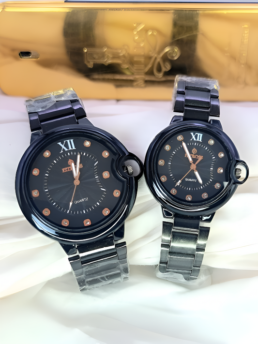 Fitros Couple Watch | Wrist Watch For Both Men & Women (black)