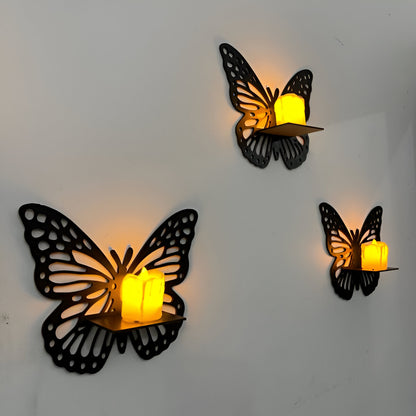 3-Piece Butterfly Wall Art with Shelves – Elegant Home Décor