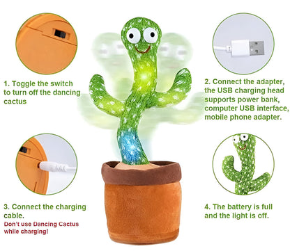 Portable Rechargeable Dancing Cactus Toy Funny Education Toys For Babies