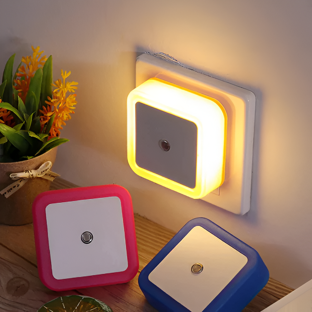 🌙 LED Night Light – Plug-in Wall Lamp with Auto On/Off Sensor (Pink Color)